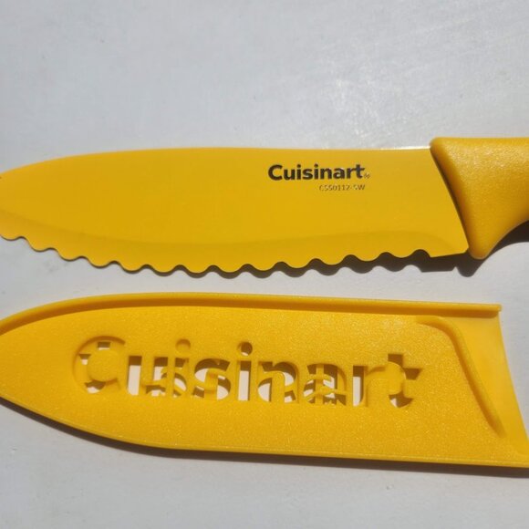 NEW Cuisinart 6.5" Serrated Utility Knife Kitchen Tools Yellow Knife w/ Blade Gu - Picture 2 of 5